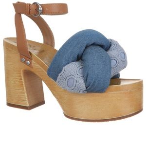 Sam & Libby Blue and Tan Platform Sandals